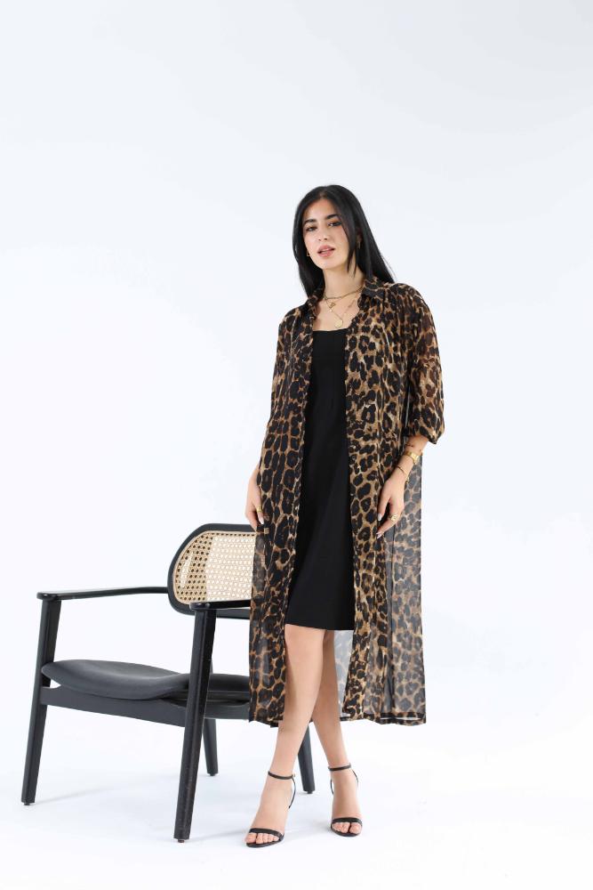 Tiger chiffon shirt dress