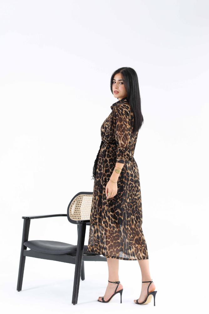 Tiger chiffon shirt dress