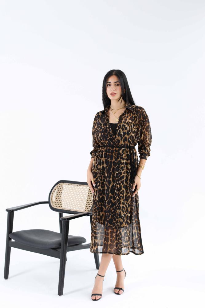 Tiger chiffon shirt dress
