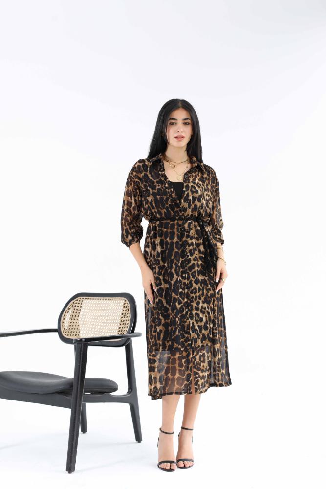 Tiger chiffon shirt dress