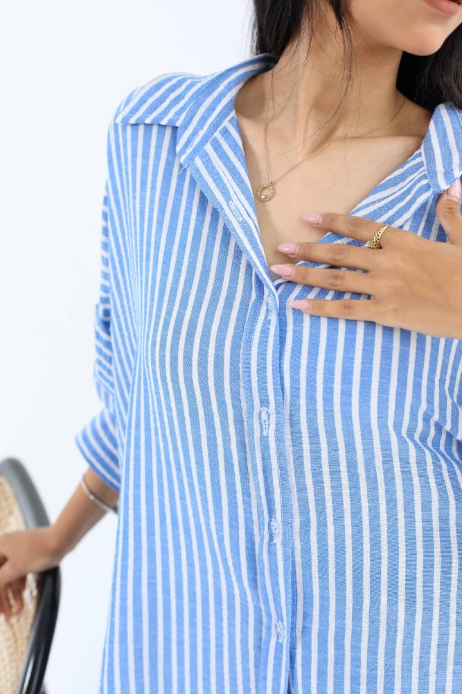 Stripped linen oversized shirt