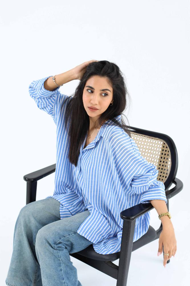 Stripped linen oversized shirt