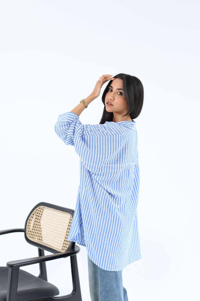 Stripped linen oversized shirt