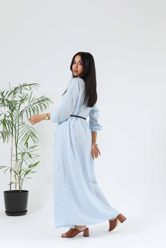 Linen stripped shirt dress