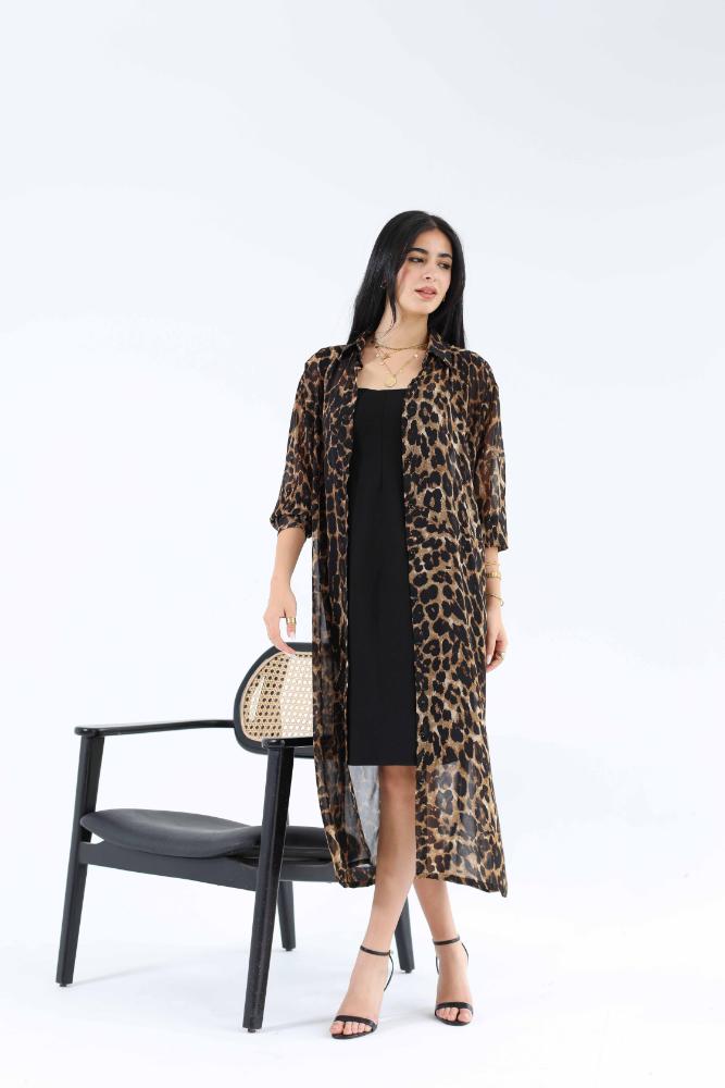 Tiger chiffon shirt dress
