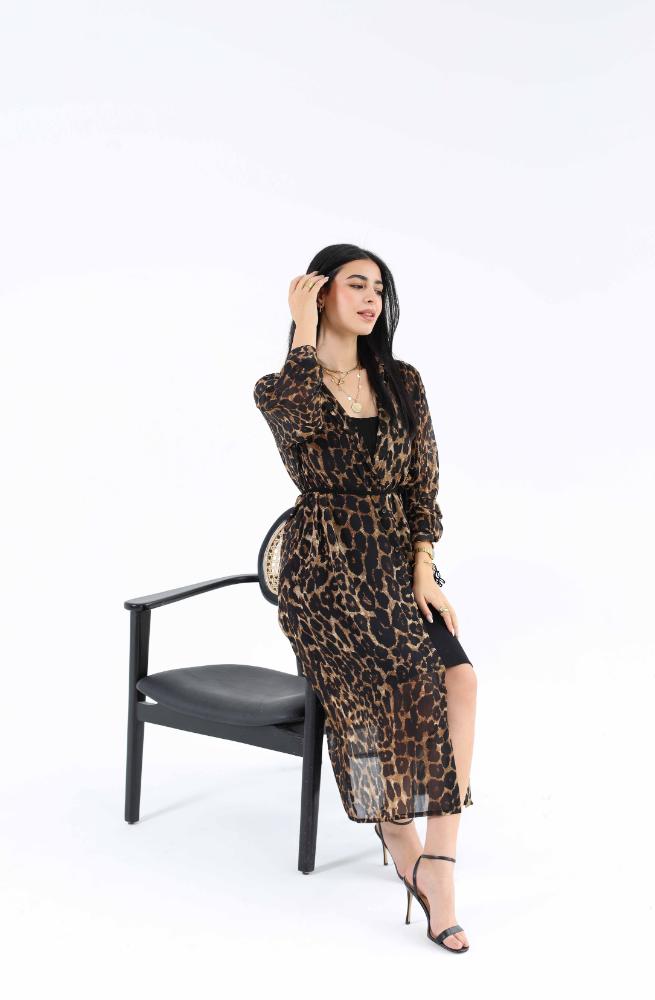 Tiger chiffon shirt dress