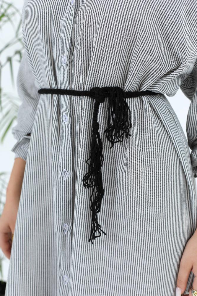 Linen stripped shirt dress